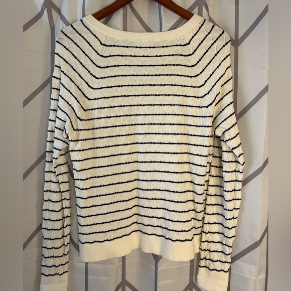 J. Crew Striped Crew Neck Sweater in White and Navy - Picture 3 of 5